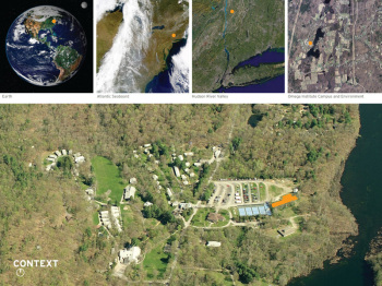 This series of photographs shows the site context. The Omega campus is located near Rhinebeck, New York, within the 154-mile lower Hudson River basin.